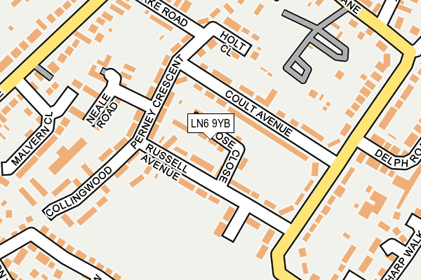 LN6 9YB map - OS OpenMap – Local (Ordnance Survey)