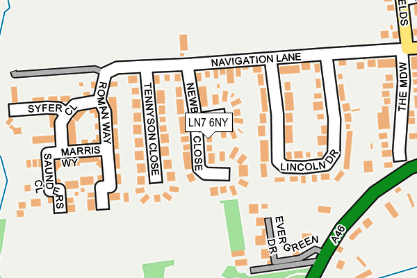 LN7 6NY map - OS OpenMap – Local (Ordnance Survey)