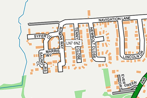 LN7 6NZ map - OS OpenMap – Local (Ordnance Survey)