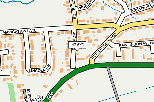 LN7 6XD map - OS OpenMap – Local (Ordnance Survey)