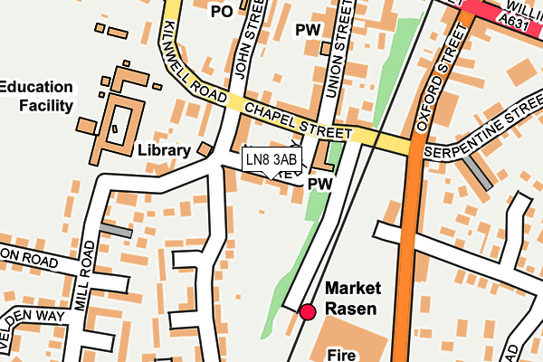 LN8 3AB map - OS OpenMap – Local (Ordnance Survey)