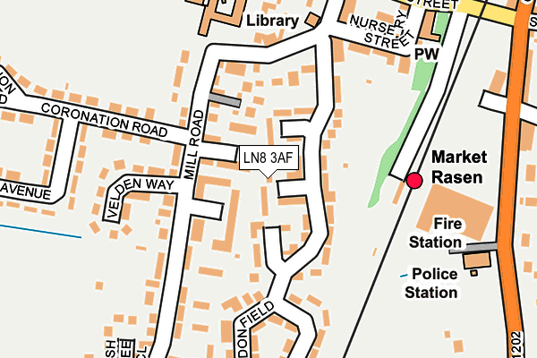 LN8 3AF map - OS OpenMap – Local (Ordnance Survey)
