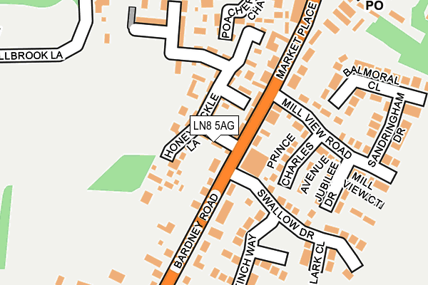LN8 5AG map - OS OpenMap – Local (Ordnance Survey)