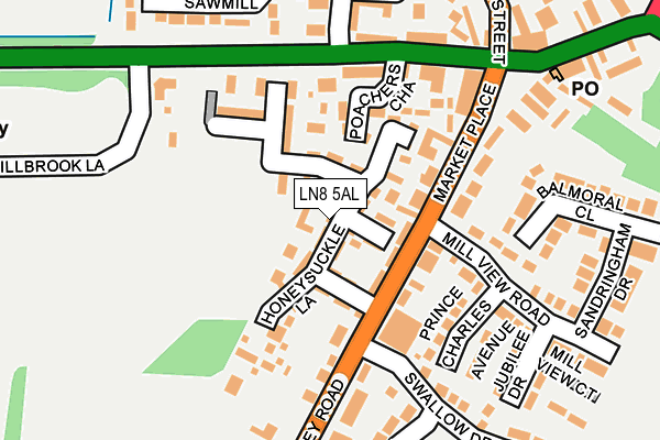 LN8 5AL map - OS OpenMap – Local (Ordnance Survey)