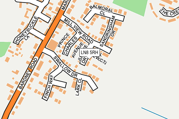 LN8 5RH map - OS OpenMap – Local (Ordnance Survey)