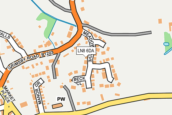 LN8 6DA map - OS OpenMap – Local (Ordnance Survey)