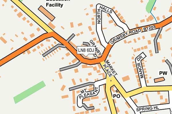 LN8 6DJ map - OS OpenMap – Local (Ordnance Survey)