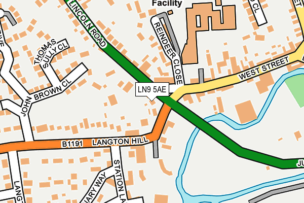 LN9 5AE map - OS OpenMap – Local (Ordnance Survey)