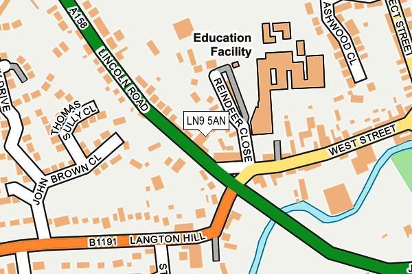 LN9 5AN map - OS OpenMap – Local (Ordnance Survey)