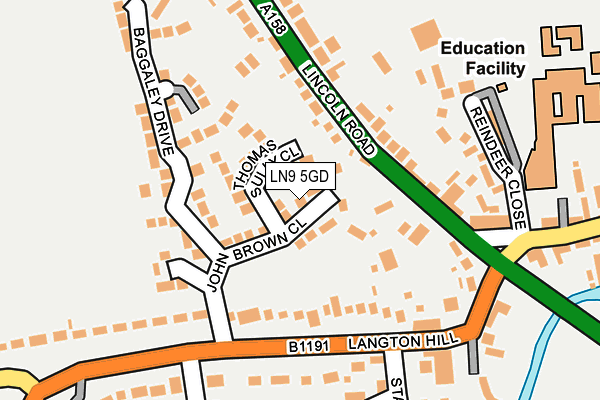 LN9 5GD map - OS OpenMap – Local (Ordnance Survey)