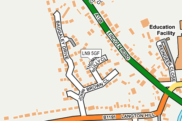 LN9 5GF map - OS OpenMap – Local (Ordnance Survey)