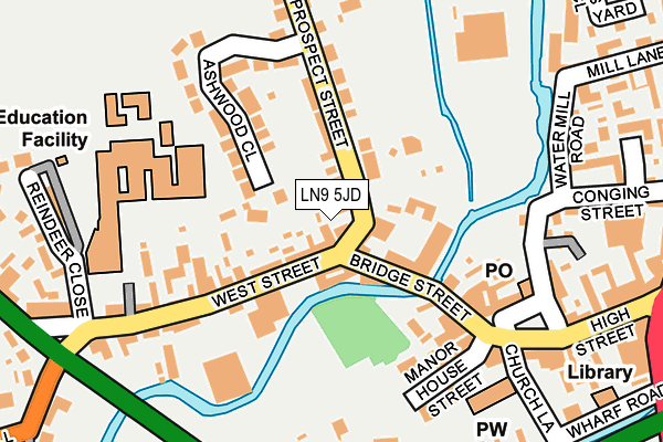 LN9 5JD map - OS OpenMap – Local (Ordnance Survey)