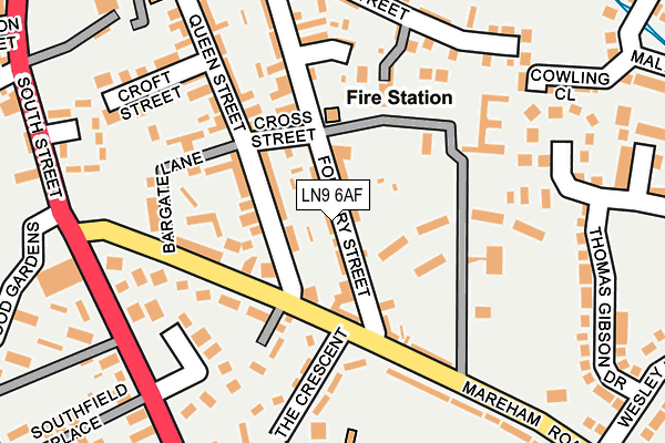 LN9 6AF map - OS OpenMap – Local (Ordnance Survey)