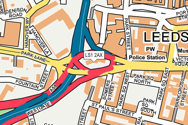 LS1 2AX map - OS OpenMap – Local (Ordnance Survey)