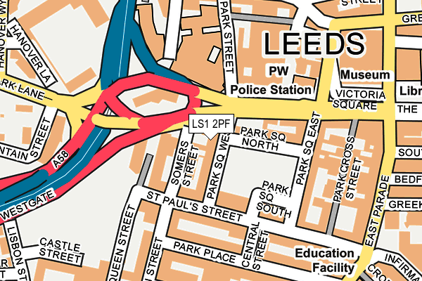 LS1 2PF map - OS OpenMap – Local (Ordnance Survey)