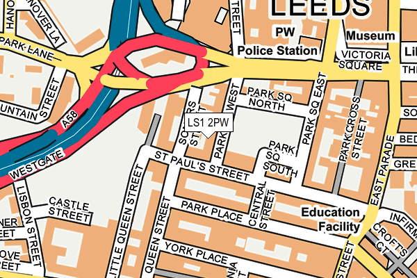 LS1 2PW map - OS OpenMap – Local (Ordnance Survey)