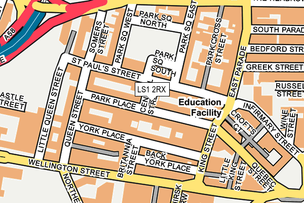LS1 2RX map - OS OpenMap – Local (Ordnance Survey)