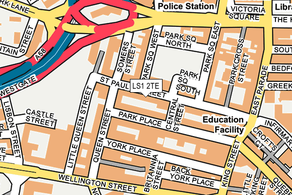 LS1 2TE map - OS OpenMap – Local (Ordnance Survey)