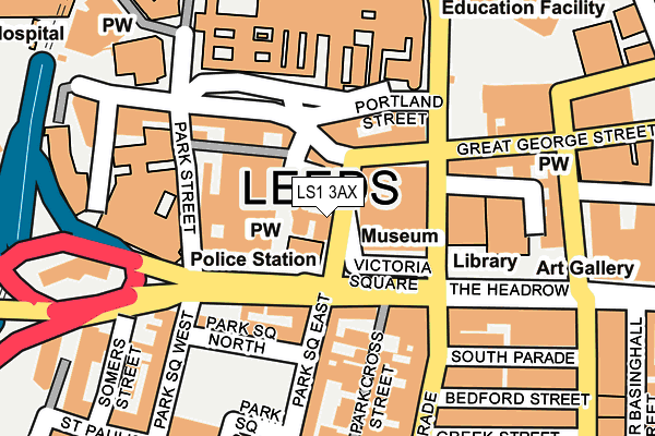 LS1 3AX map - OS OpenMap – Local (Ordnance Survey)
