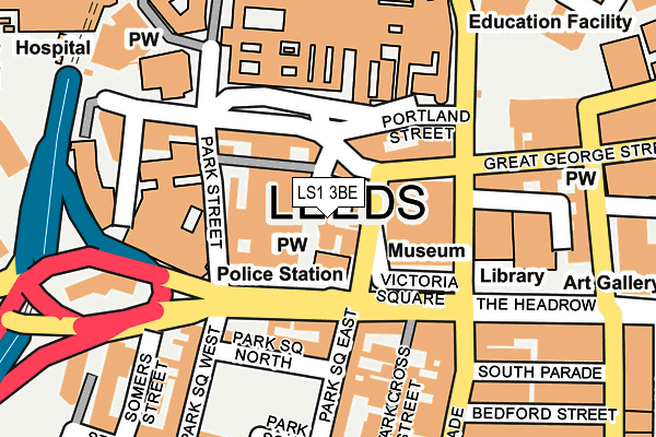 LS1 3BE map - OS OpenMap – Local (Ordnance Survey)