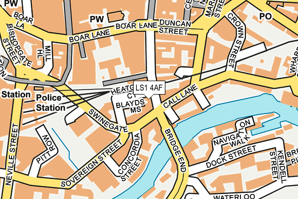 LS1 4AF map - OS OpenMap – Local (Ordnance Survey)