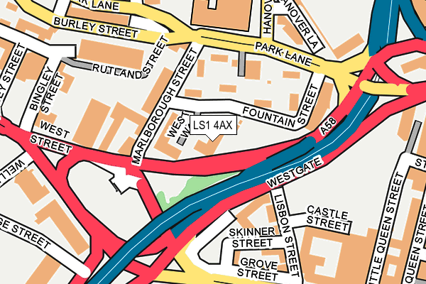 LS1 4AX map - OS OpenMap – Local (Ordnance Survey)