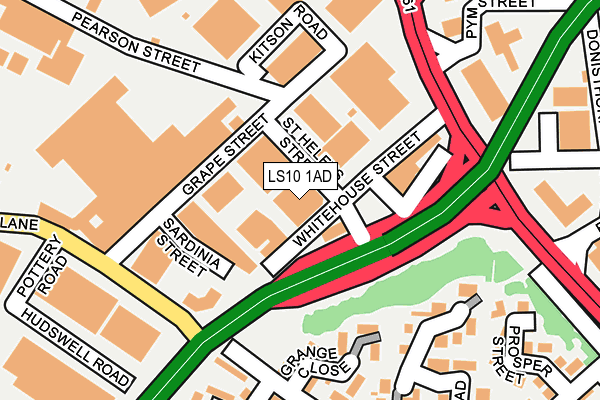 LS10 1AD map - OS OpenMap – Local (Ordnance Survey)