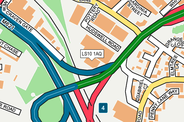 LS10 1AQ map - OS OpenMap – Local (Ordnance Survey)