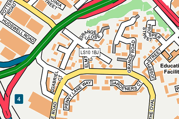 LS10 1BJ map - OS OpenMap – Local (Ordnance Survey)