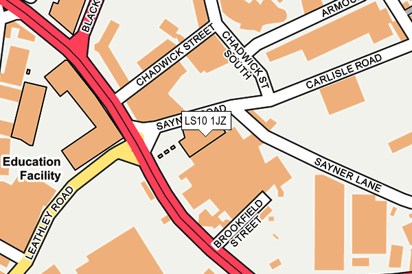 LS10 1JZ map - OS OpenMap – Local (Ordnance Survey)