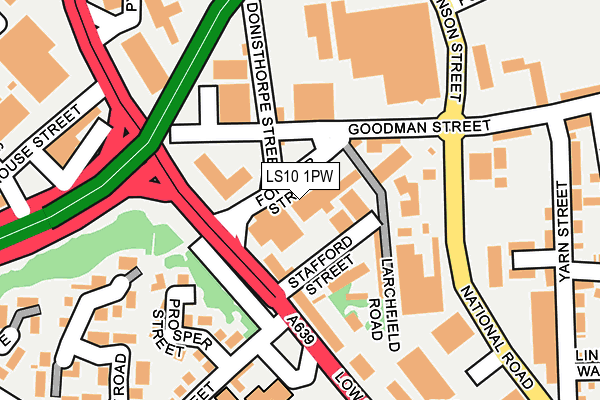 LS10 1PW map - OS OpenMap – Local (Ordnance Survey)