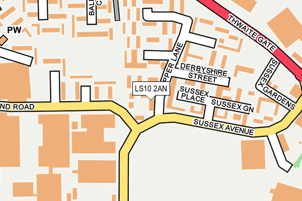 LS10 2AN map - OS OpenMap – Local (Ordnance Survey)