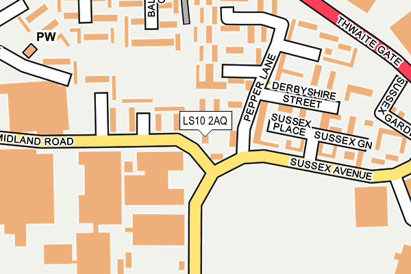 LS10 2AQ map - OS OpenMap – Local (Ordnance Survey)