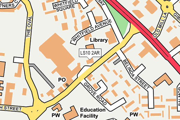 LS10 2AR map - OS OpenMap – Local (Ordnance Survey)