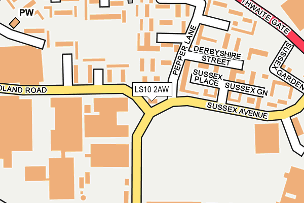 LS10 2AW map - OS OpenMap – Local (Ordnance Survey)