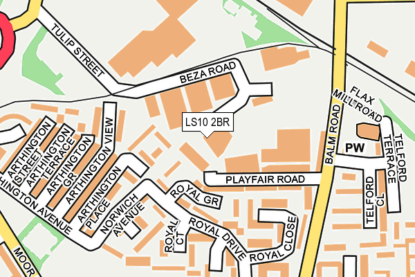 LS10 2BR map - OS OpenMap – Local (Ordnance Survey)