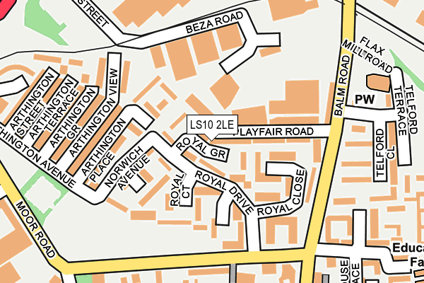 LS10 2LE map - OS OpenMap – Local (Ordnance Survey)