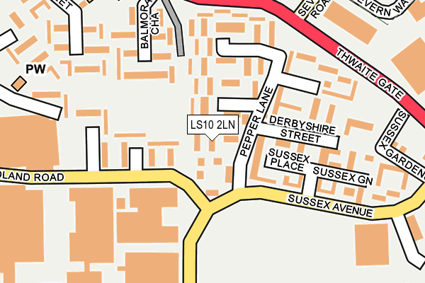 LS10 2LN map - OS OpenMap – Local (Ordnance Survey)