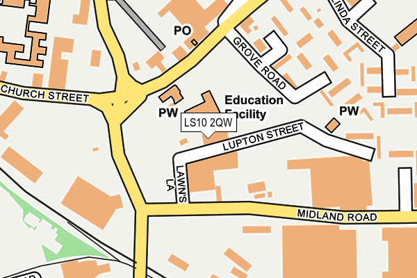 LS10 2QW map - OS OpenMap – Local (Ordnance Survey)