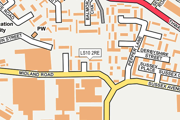 LS10 2RE map - OS OpenMap – Local (Ordnance Survey)