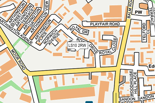 LS10 2RW map - OS OpenMap – Local (Ordnance Survey)