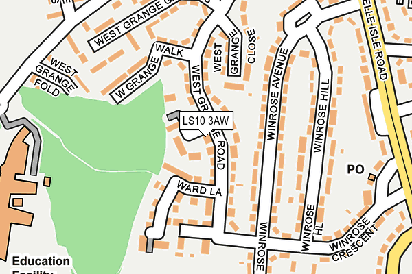 LS10 3AW map - OS OpenMap – Local (Ordnance Survey)