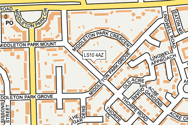 LS10 4AZ map - OS OpenMap – Local (Ordnance Survey)