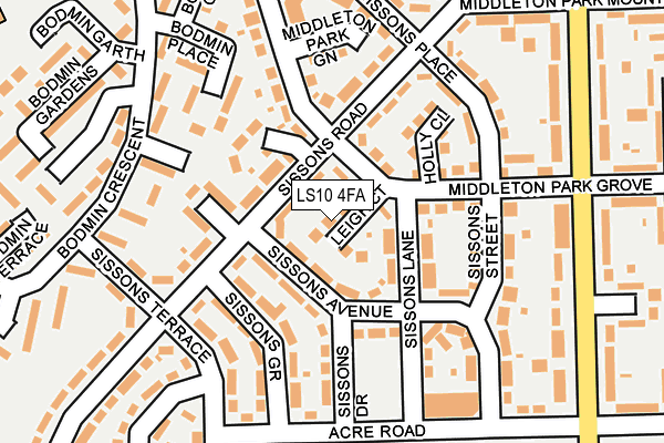 LS10 4FA map - OS OpenMap – Local (Ordnance Survey)