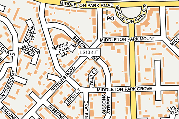 LS10 4JT map - OS OpenMap – Local (Ordnance Survey)