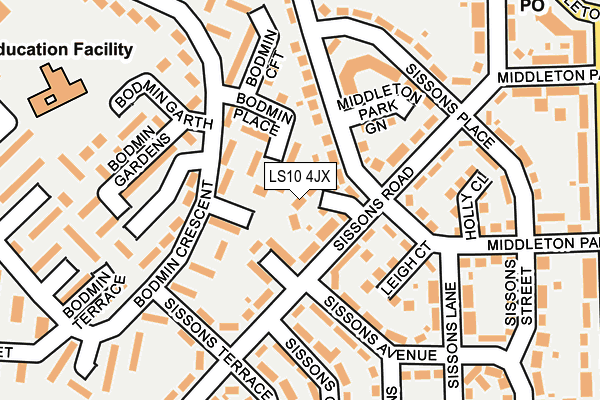 LS10 4JX map - OS OpenMap – Local (Ordnance Survey)