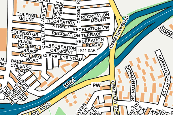 LS11 0AB map - OS OpenMap – Local (Ordnance Survey)