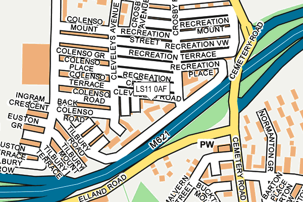 LS11 0AF map - OS OpenMap – Local (Ordnance Survey)