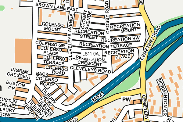 LS11 0AJ map - OS OpenMap – Local (Ordnance Survey)