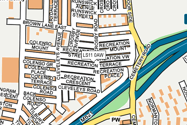 LS11 0AW map - OS OpenMap – Local (Ordnance Survey)